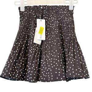 NWT Girls Mini Molly Polka Dot Pleated A-Line Pull On Brown White Skort Size 8/1